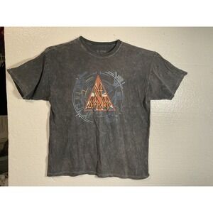 Def Leppard Hysteria Graphic Tee Mens XL Charcoal Grey Acid Wash Cotton T-Shirt